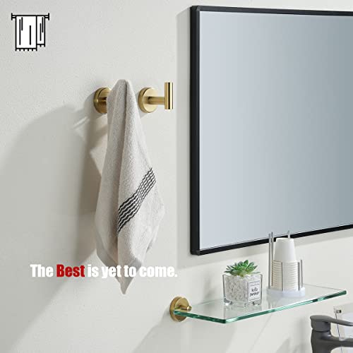 Jqk Bathroom Towel Hook Brushed Gold, Brass Coat Robe Clothes Hook For Bathroom Kitchen Garage Wall Mounted (Pack Of 2), Sus 304 Stainless Steel 0.8Mm, Th100-Bg-P2 #TOP2
