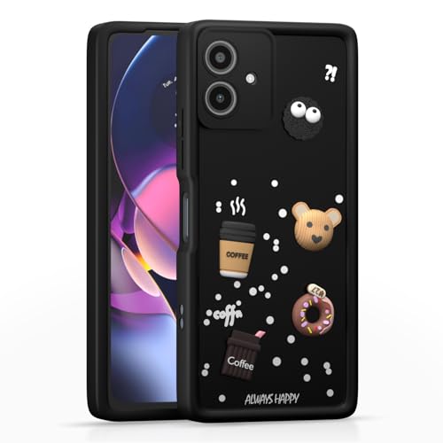 Image of Outlouders Back Cover for Moto G54 5G / G64 5G | 3D Cartoon Cute Fun Bear | Silicone Full Body Protection Bumper Case (Black)
