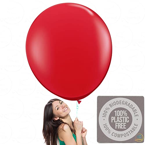 Afterloon Biodegradable Pear Shaped Giant Balloons Red 36 Inch 6 Pack, Large Thickened Extra Strong Latex Jumbo Big Helium Float, For Baby Shower Gender Reveal Wedding Birthday Party Decorations #TOP14