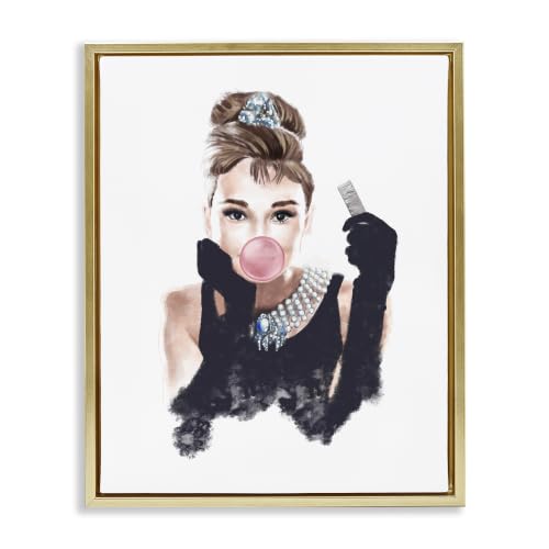 Audrey Bubblegum Fashion Glam, 25 x 31 Inch Canvas in Floater Frame