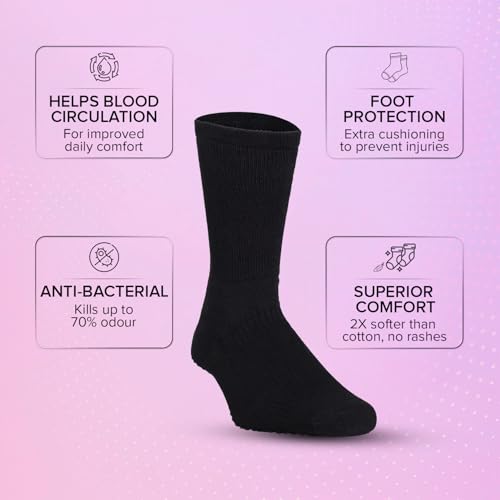 Image of Q DEVICES Diabetic Neuropathy Socks for Men & Women | Non-Binding Bamboo Socks for Swollen Feet & Leg Circulation | Premium Moisture-Wicking, Seamless Cushion Soft Foot Care Socks