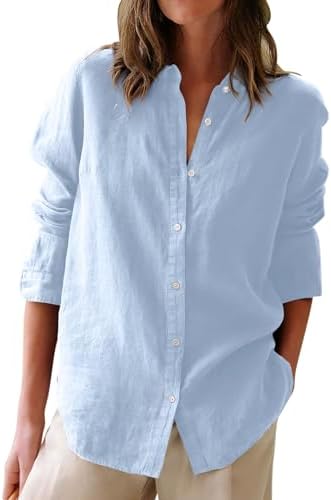Button Down Shirts for Women Cotton Oxford Shirts Long Sleeve Dre...