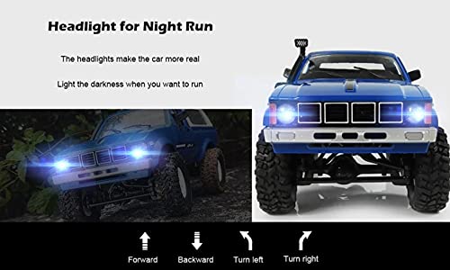 Fmtstore Wpl C24 1/16 2.4Ghz 4Wd Rc Car Crawler Headlight Remote Control Crawler Off-Road Pick-Up Truck Rtr Toy Boy, Girl And Adult (Blue) #TOP5