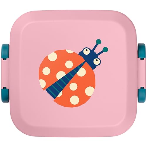 Amuse Rikko Lunchbox Kinder Animal Parade | Bento Box mit 2 Snackboxen, Container & Trennwand | Brotdose Kinder mit Fächern für Kindergarten & Schule | BPA frei & für Kinderrucksack geeignet | Ladybug
