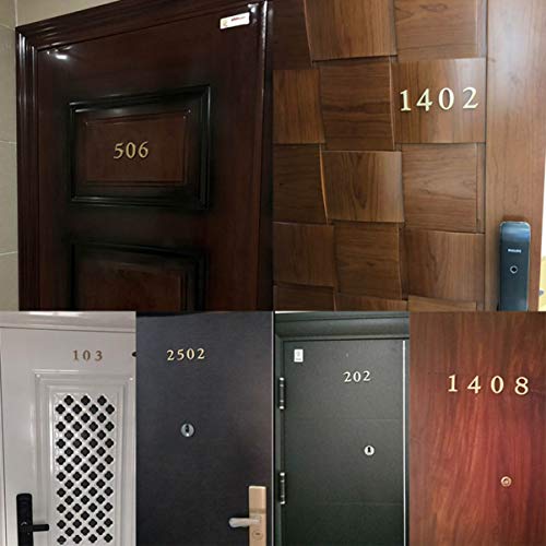 VOSAREA 10 Stücke Tür Zahlen, 3D 0-9 Hausnummer Aufkleber Selbstklebende Türnummer Golden Briefkasten Zahlen Adresse Haus Nummern für Haus Hotel Tür, 5cm