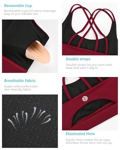 Image of RUNNING GIRL Sports Bras for Women,Padded Sports Bra Tank Top Sexy Crisscross Back High Impact Longline Workout Yoga Bra