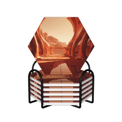 Dessous de verre céramique hexagonaux protection table basse salon