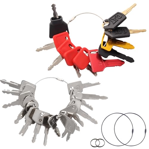 Image of Multi Type Heavy Equipment Key Set, 26 Excavator Dozer Skid Steer Loader Forklift Roller Keys Fit CAT Caterpillar Bobcat JD Case JLG JCB Volvo Hyster Ford Holland Yanmar Kubota Komatsu Toyota Hitachi