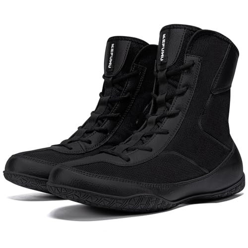 Wrestling Boxing Boots Wide for Men Youth High Top Non-Slip 10 Men, Black by KEFUWU - Used condition - Image 7