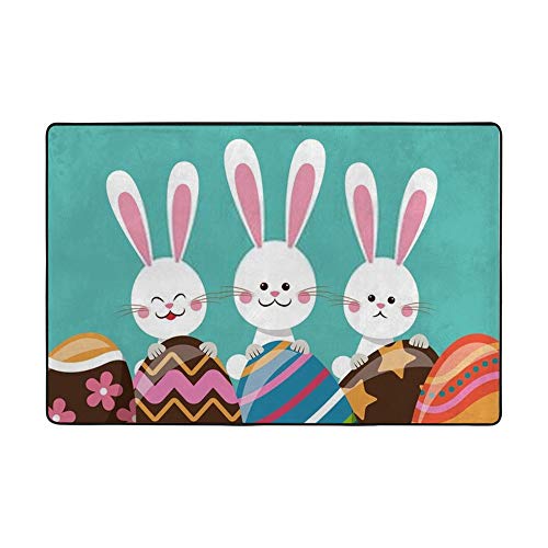 Tapis de surface design Happy Easter en tissu polyester doux 63x48 - 4