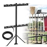 Fumingpal Utility Trailer Tool Rack, Shovel Rack for Truck, Rake Shovel Holder Landscape Hand Tool Accessories for Trailer Truck with 6 Rubber Holes with Brackets, Black