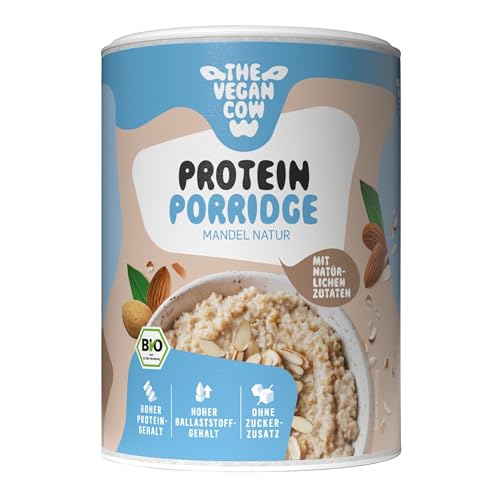 THE VEGAN COW Protein Porridge - Mandel Natur | bio & vegan | Low Carb | High Protein | Ballaststoffreich | 400g | ohne Zuckerzusatz | 100% natürliche Zutaten | glutenfrei