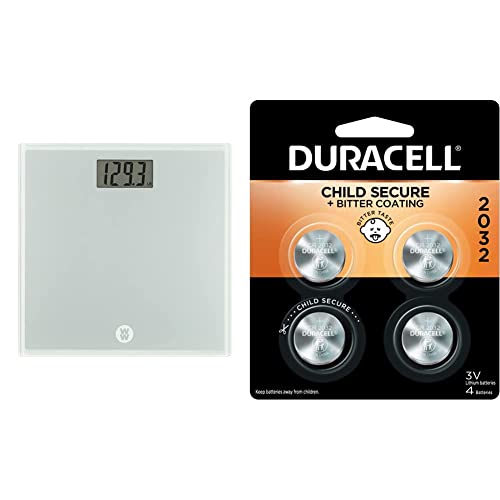 Weight Watchers By Conair Scales By Conair Digital Glass Bathroom Scale 400 Lbs. Capacity Ww510X & Duracell - 2032 3V Lithium Coin Battery - With Bitter Coating - 4 Count #TOP10