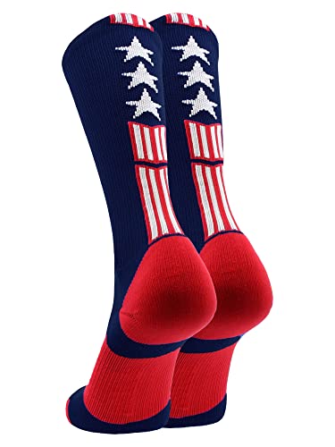 Madsportsstuff Patriot Stars And Stripes Team Usa American Flag Crew Socks (Navy/Red/White, Small) #TOP4