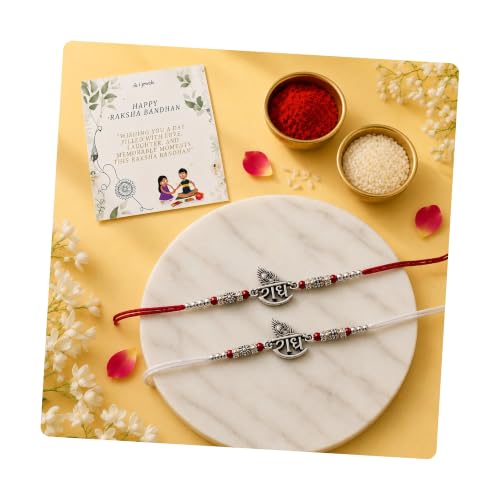 Image of I Jewels Mens Design Rakhi With Roli Chawal & Rakshabandhan Card For Bro /Brother /Bhai