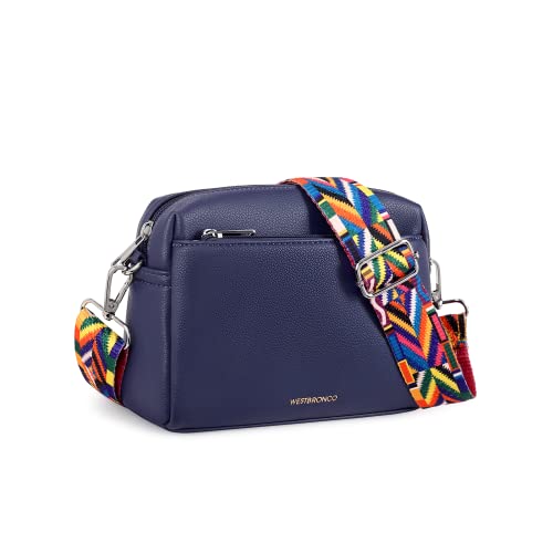 WESTBRONCO Small Crossbody Bags for Women, Shoulder Handbags, Wallet Satchel Purse with Adjustable Strap Navy Blue