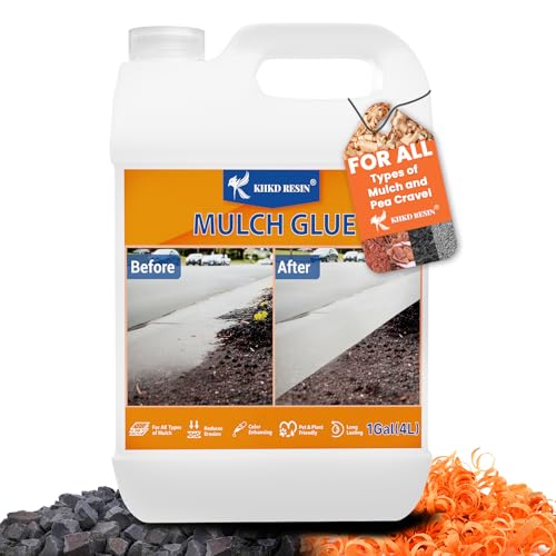 KHKD RESIN 1 Gallon Mulch Glue for Landscaping, Rock Glue, Pea Gravel Binder Stabilizer, Bond Lock Rubber Mulch Anchor, Strong Rock Lock, Safe Landscape Adhsive for Lawn, Patio, Garden Border