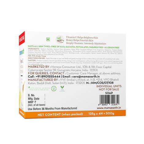 Image of Mamaearth Vitamin C Moisturizing Lotion Soap (3 + 1 Free) (125 gm x 4) | Deeply Cleanses | Moisturizing Bathing Bar | Brightens Skin | Nourishes Dry Skin | Non-Drying | 76% TFM Grade 1 Soap