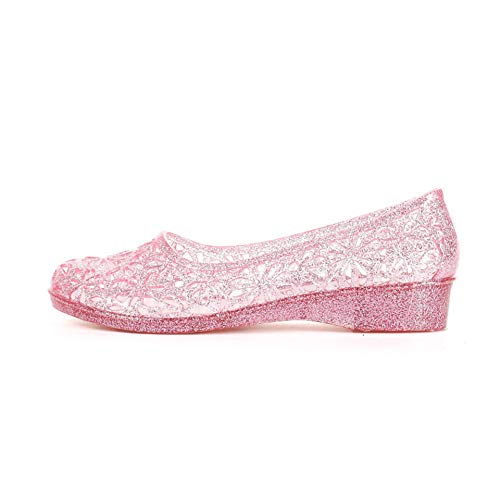 ZTWUTANG Women's Shiny Soft Hollow Ballet Flats Beach Jelly Shoes3