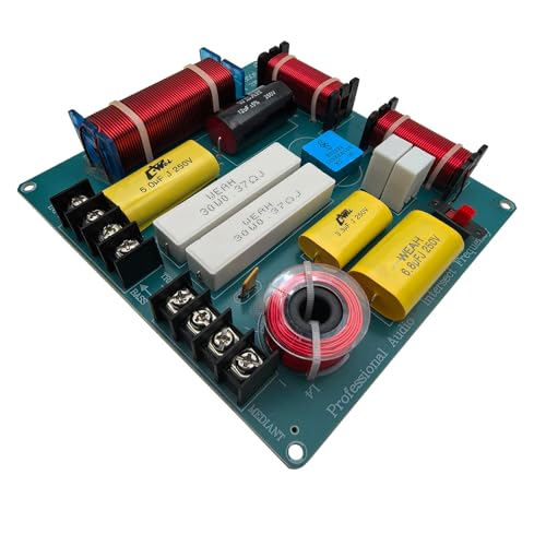 HiQltyla 3 Way Speaker Crossover, WEAH-3505A 300W Adjustable Passive Crossover for Car Home Audio 4 to 8 Ohm Bass Mediant Tweeter