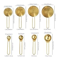 Measuring Cups and Spoons Set, Kaloo 8PCS Stainless Steel Metal Measuring Cups, Gold Finish, Ideal for Cooking and Baking — image 2