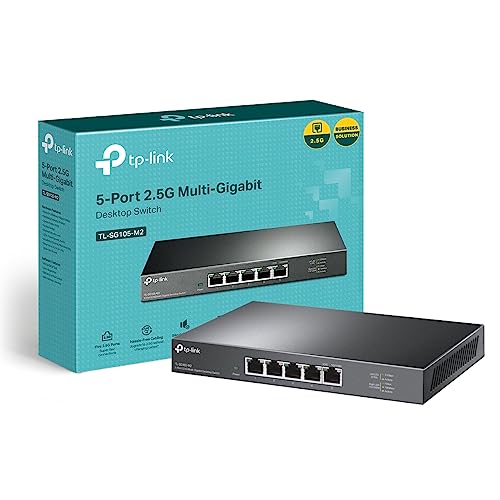 TP-Link TL-SG105-M2 Unmanaged 5-Port 2.5G Multi-Gigabit Network Switch, Desktop & Wall-Mounting, 2.5GE LAN Ports for WiFi 6 Networking, 802.1p/DSCP QoS, Auto MDI/MDIX Ethernet Splitter, Fanl