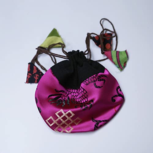 3Pcs Nepal Drawstring Damask Cloth Bags Handmade Small Cute Portable Cinch Sacks Combo For Kids, Women, Men, Pouches Storage For Jewelry Crystal Stones Coins Cables Beads #TOP3