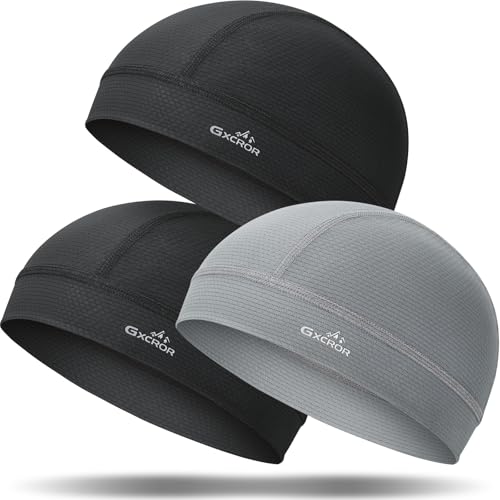 Image of GXCROR 3 Pack Cooling Skull Cap with Sweat-Wicking & Anti-Odor Technology Quick-Dry Helmet Liner for Cycling Motorcycle