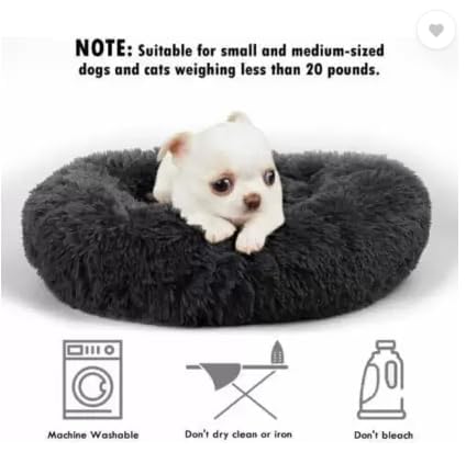 Image of ZEXSAZONE Round Donut Pet Bed for Cats and Puppies Dogs, Cozy and Plush, Raised Bedside Support, Both Sides Use Like 2 in One, Washable, Sizes for Small, Medium, and Large Pets. (Black, Small)