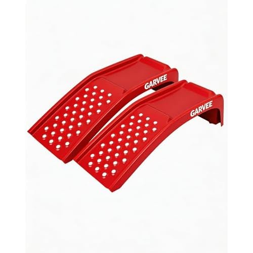 Garvee 8 in Lift Solid Steel Car Ramp 8000 LBS Capacity, 2000 LBS Per Ramps, Heavy Duty Truck Ramps for Car Repair or Vehicle Maintenance, 2 Pack Car
