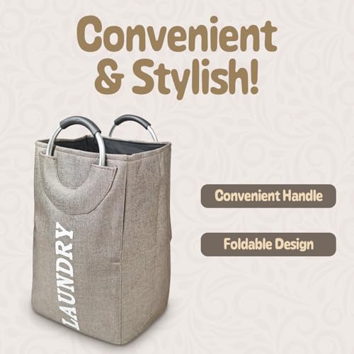 Image of KYLO Efficient Laundry Bag| No Fuss, Superior Steel Handles| Rubber Covering to Support Fingers| Multiple Colors - Goes Well With The Decor - 82 L, Brown