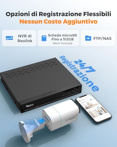 Reolink 4K Telecamera Esterno PoE, Rilevamento di Uomo/Veicolo/Animale, Visione Notturna IR 30 metri, Audio, Videosorveglianza Impermeabile IP67, Slot per Scheda microSD, Time-Lapse, RLC-810A - Immagine 4