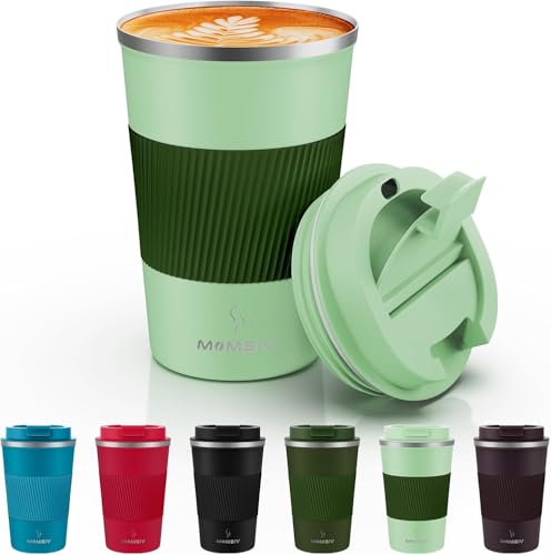 MOMSIV 12oz Insulated Travel Mug with Leakproof Lid
