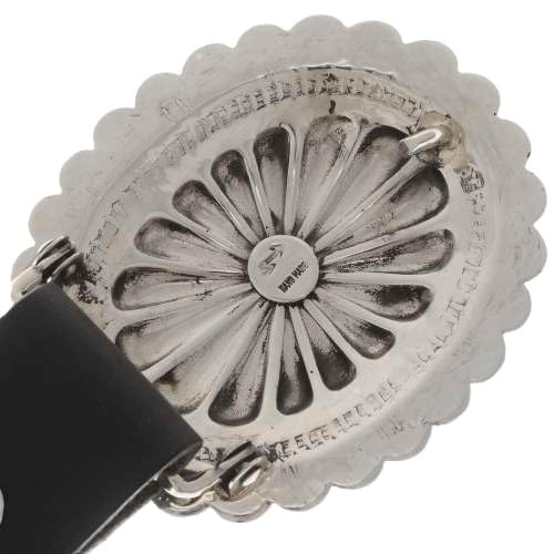Hammered Silver Jim Morrison Concho Belt Navajo Full Size on Genuine Leather 11873