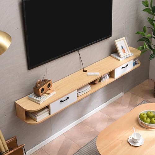 Meuble TV mural bois console multimédia flottante salon 120cm