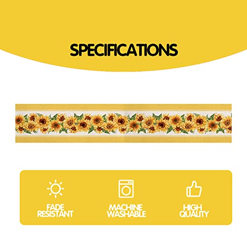 Eddert Sunflower Eucalyptus Summer Table Runner, Spring Seasonal Anniversary Holiday Kitchen Dining Table Decoration For Indoor Outdoor Home Party Decor (13*72) #TOP4