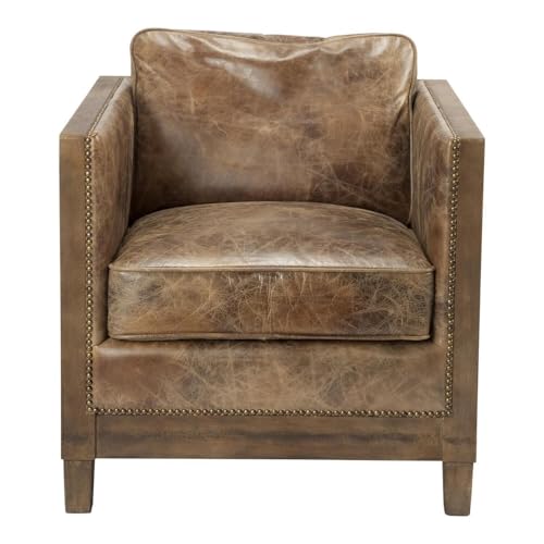 Sillón de cuero ligero marrón claro