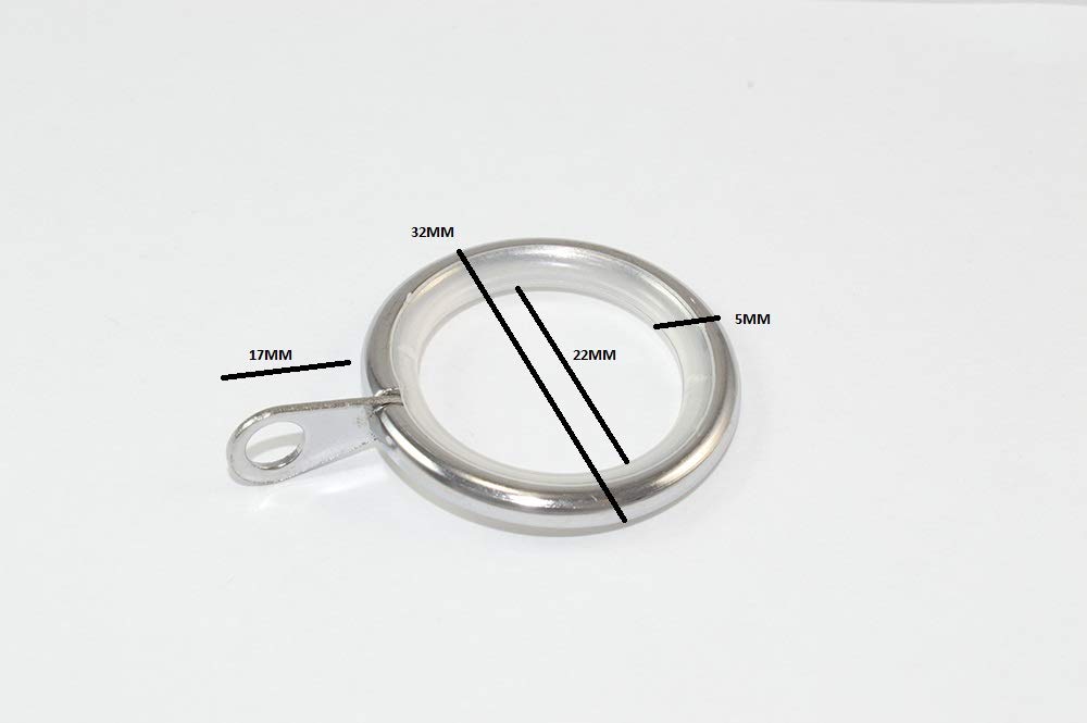 48 x Silent Curtain Pole Rod Rings Fixed Eye Chrome ID 25mm - OD 32mm