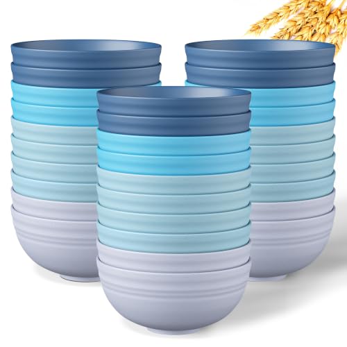 Quatish 30 PCS Cereal Bowls, Plastic Bowls, Small Snack Soup Kitchen Bowl