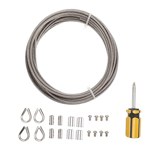 Happyyami Metal 1 Juego Kit De Cuerda De Alambre Accesorios De Cortinas Kit De Cable De Alambre De Acero Al Aire Kit De Manguito De Bucle De Engaste Destornillador Exterior Acero Inoxidable