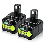 2 Stück P108 18V 6.0Ah Li-ion ErsatzAkku für P108 Ryobi ONE+ 18V Lithium Akku Ersatzakku Werkzeugakkus für Ryobi RB18L50 RB18L40 RB18L25 RB18L15 P108 P107 P105 P104 P103 P102 mit LED-Anzeige