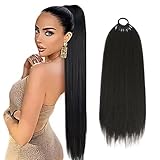 Felek Long Straight Ponytail Extension Warp Around with Elastic Band 24 Inch Synthetic Natural and Soft Braiding Hair Ponytail Hair Extensions for Women