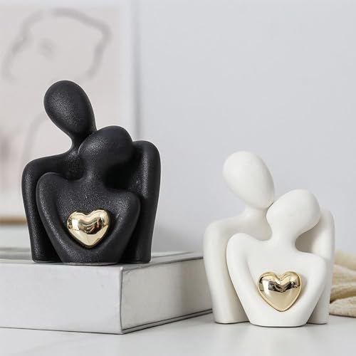 Décoration maison statue couple en céramique design épuré pour buffet