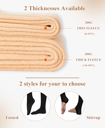RISSCAN Fleece Lined Tights for Women Warm Control Top Pantyhose High Waist Thermal leggings Stirrup Footed Tights4