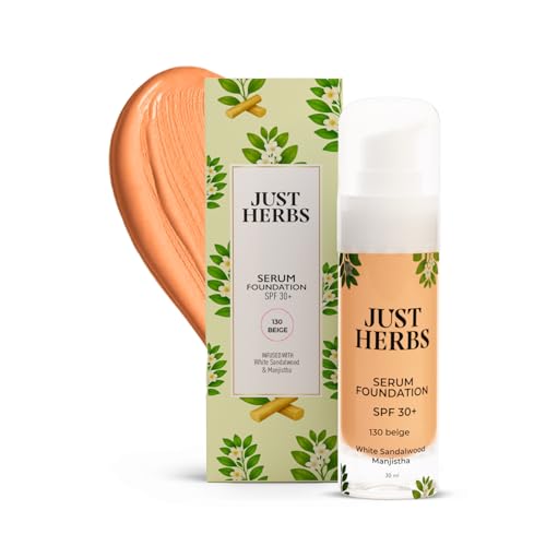 Image of Just Herbs Serum Foundation SPF 30+ | Buildable Coverage & Natural Finish | No Parabens, No Mineral Oil | For Indian Skin Tones | Lightweight & Hydrating | 30 ML (BEIGE)