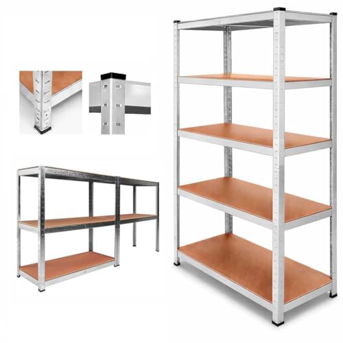 OcioDual Estanteria Metalica, Estanteria Trastero 180x90x40cm, Estantería Almacenaje, Estantería Metálica, Soporta 875kg Divididos en 5 Baldas, Almacenamiento Divisible, Plata