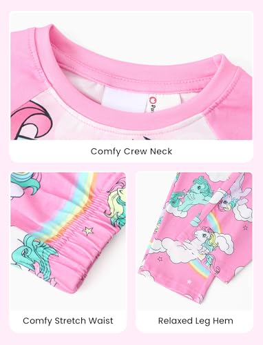 My Little Pony Girls Pajama Set Pony print long sleeve cute fall winter sleepwear cozy set for kid unicorn pjs 2-6 Years4
