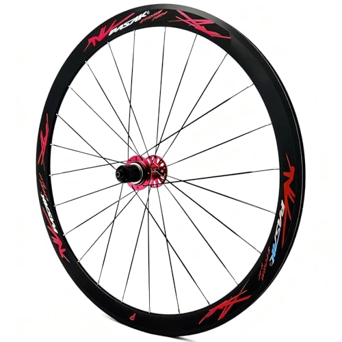 700C Aleación De Aluminio Bicicletas De Carretera Rueda Delantera Llanta De 40mm QR100/130mm Ruedas Traseras 20/24H Bujes Freno C/V para Cassette De 8-12 Velocidades(Red,Rear)