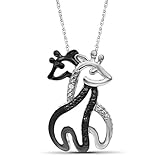 JEWELEXCESS Diamond Giraffe Necklace for Women –Diamond Accent Giraffe Necklace with .925 Sterling S