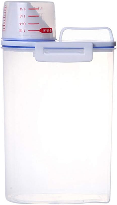 Kitchen Storage Organizer Cereal Container Rice Cereal Grain Bean Container & Measuring Cup Sealed Box
